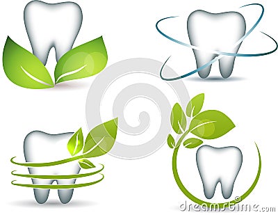 Teeth and leafs Vector Illustration