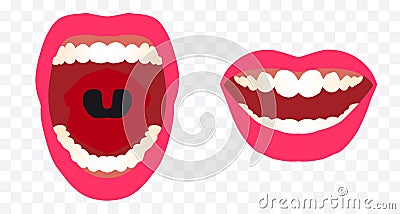 teeth, open mouth, scream and smile illustration on white background Vector Illustration