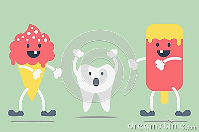 Teeth problem from ice cream Vector Illustration