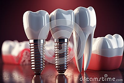 Teeth renewal realistic dental implant represents a breakthrough in advanced dental treatments Stock Photo