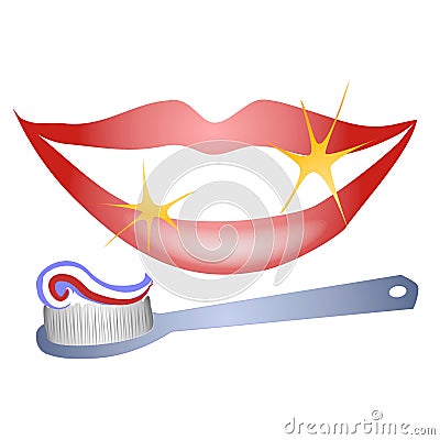 Teeth Smile and Toothbrush Cartoon Illustration