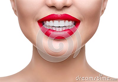 Teeth whitening. Healthy white smile closeup Stock Photo