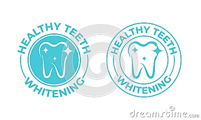 Teeth whitening, tooth vector icon. Healthy safe tooth whitening logo, toothpaste and dental mouthwash package label Vector Illustration