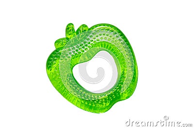 Teether for babies teeth green apple shape with a cooling effect Stock Photo