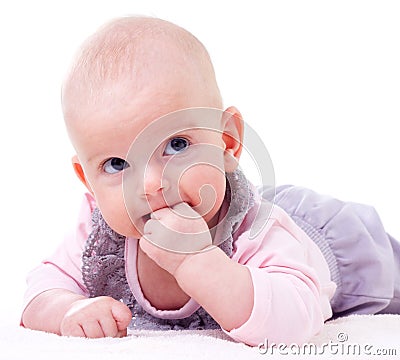 Teething baby Stock Photo