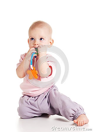 Teething baby Stock Photo