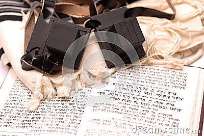 Tefilin, Talit and Sidur Stock Photo