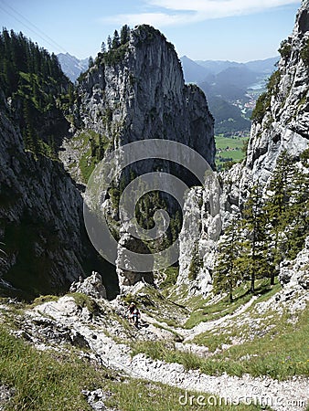 Tegelberg via ferrata in Bavaria, Germany Editorial Stock Photo