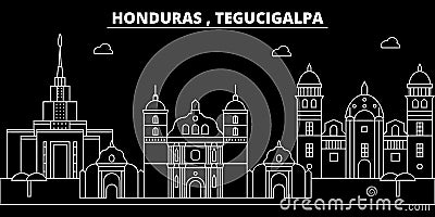 Tegucigalpa silhouette skyline. Honduras - Tegucigalpa vector city, honduran linear architecture. Tegucigalpa travel Vector Illustration