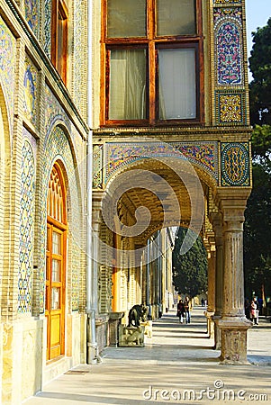 Talar-e Salam Reception Hall Side View Point of Golestan Palace, Tehran. Editorial Stock Photo