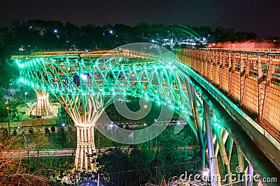 View of Tabiat Bridge at night in Tehran. Iran Editorial Stock Photo