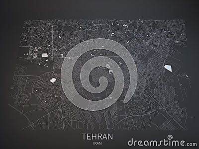 Tehran streets and buildings 3d map, Iran Stock Photo
