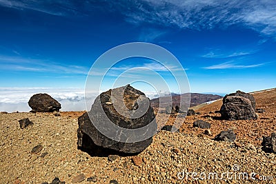 Teide National Park, Tenerife, Canary Islands - A view of `Teide Eggs`, or in Spanish `Huevos del Teide`. Stock Photo