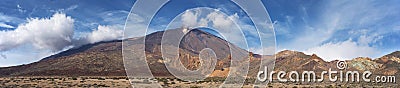 Teide national park, volcanic landscape panorama, Tenerife, Canary island, Spain. Stock Photo