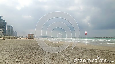 Tel Aviv beach without people Stock Photo