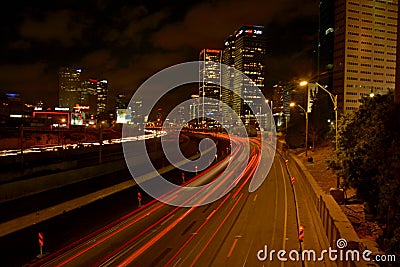 TEL AVIV HIGHE WAY IN THE NIGHT Editorial Stock Photo