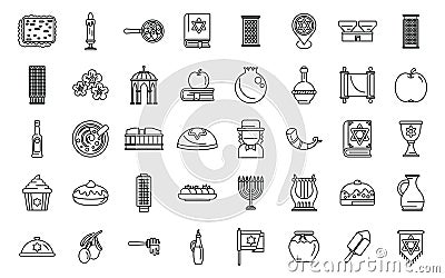 Tel Aviv icons set outline vector. Israel skyline building Vector Illustration