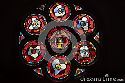 A Stained Glass Window in the Immanuel Church, Tel Aviv, Israel Editorial Stock Photo