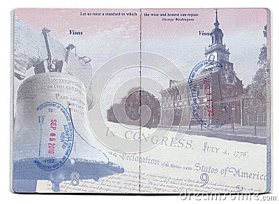 USA Passport Stamped Page Editorial Stock Photo