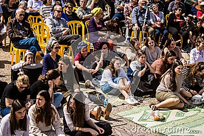 Israeli demonstration at Hostages Square Editorial Stock Photo