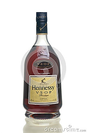 Bottle of cognac Hennessy V.S.O.P. isolated on a white background Editorial Stock Photo