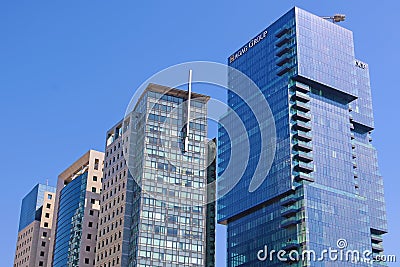 Hagag Group skyscrapers. Designed: Moshe Zur Architects and Urbanists in Tel Aviv, Israel Editorial Stock Photo