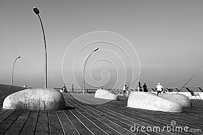 Tel Aviv port promenade, urban design Editorial Stock Photo