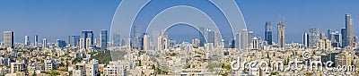 Tel Aviv Skyline And Ramat Gan Cityscape at day. Aerial View, Tel Aviv Cityscape At Day, Israel Stock Photo
