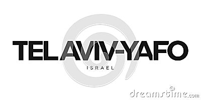 Tel Aviv-Yafo in the Israel emblem. The design features a geometric style, vector illustration with bold typography in a modern Vector Illustration