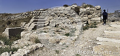 Tel Lachish Inner Gate, City Wall, Courtyard and Rooms Stock Photo