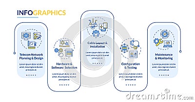 Telecom network installation rectangle infographic vector Vector Illustration