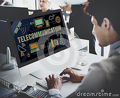 Telecommunication Connection Links Networking Concept Stock Photo