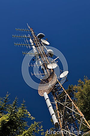 Telecommunication mast. Stock Photo