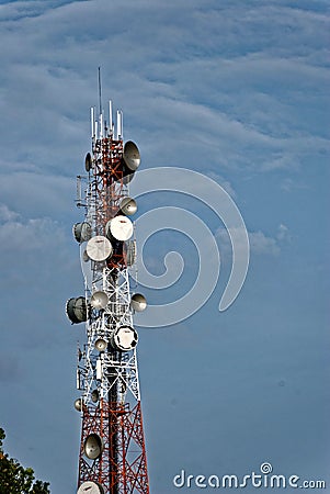 Telecommunication tower against the sky. Editorial Stock Photo