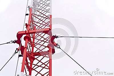 Telecommunication tower used to transmit television and 3g signals isolated on white Stock Photo