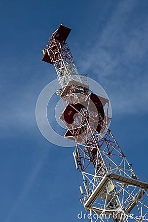 Telecommunications antenna for radio, television and telephony whit cloud and Blue sky Stock Photo