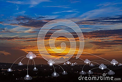 Telecommunications cloud services and connectivity in smart city concept Stock Photo