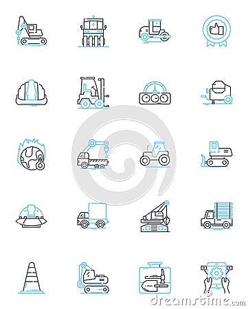 Telecommunications devices linear icons set. Smartph, Tablet, Laptop, Desktop, Router, Modem, Switch line vector and Vector Illustration