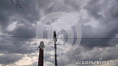 tower with many mobile communication repeaters Stock Photo