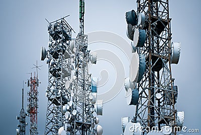 Telecommunications towers Stock Photo