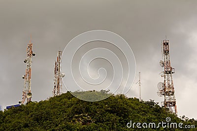 Telecommunications towers on top of a hill in Paran Stock Photo