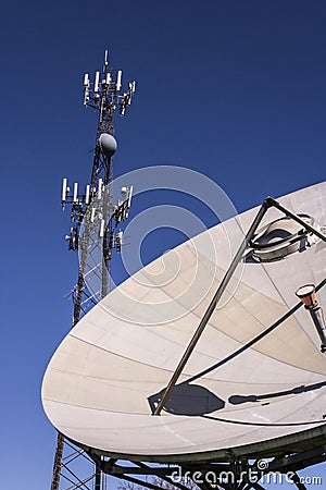 Telecommunications and Wireless Equipment Tower with Directional Stock Photo