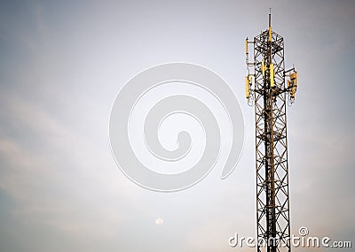 Telecoms cell phone tower in early morning Stock Photo