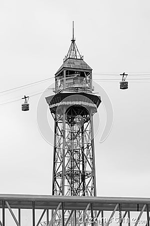 Teleferico Montjuic and cabins at Barcelona Stock Photo