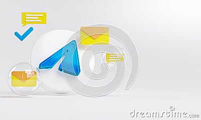 Telegram Acrylic Glass Logo and Messaging Icons Copy Space 3D Editorial Stock Photo