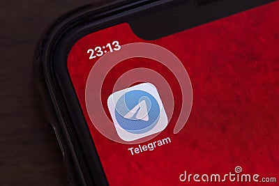 Telegram mobile application on smartphone screen Editorial Stock Photo