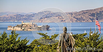 View on Alcatraz, from telegraph hill, San Francisco, California, USA Stock Photo