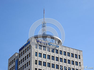 Telekom slovenije logo against blue sky Editorial Stock Photo