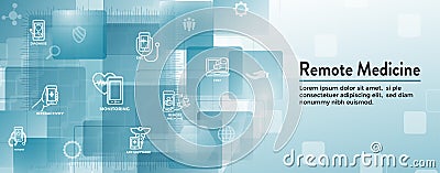 Telemedicine abstract idea - icons illustrating remote health and software Vector Illustration