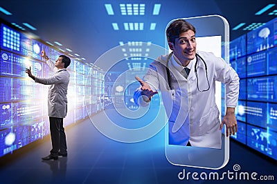 The telemedicine concept with doctor and smartphone Stock Photo